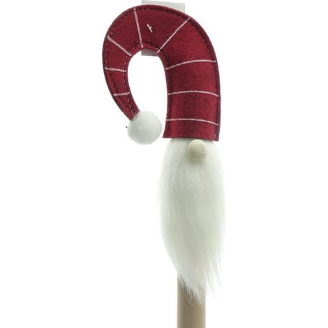 Riffelmacher & Weinberger – Pique décorative de Noël Père Noël, bonnet rayé rouge et gris, 50 cm – Bois