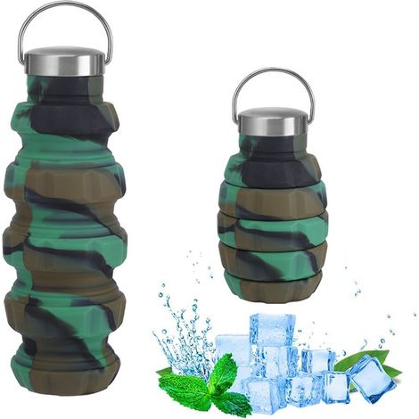 (A) Zusammenfaltbare Silikon-Wasserflasche 500 ml, wiederverwendbare Sport-Wasserflasche Pom (1/5)