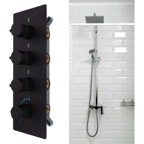 Ej.Life Vanne de dérivation de douche 3 voies en laiton dissimulé, contrôle du débit thermostatique, peut fonctionner simultanément (1/5)