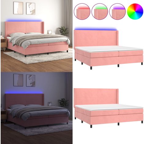 Sommier à lattes de lit matelas et LED Rose 200x200 cm Velours - Lit Plateforme - Lit Design - Lit Capitonné - Lit Velours - Lit Double - Home & Living (1/5)