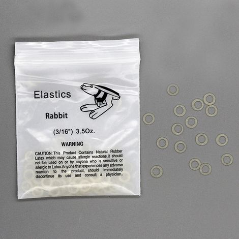 Zahnärztliches Zubehör, kieferorthopädische Gummis, Zuggummis, Gummis zur Zahnkorrektur, 1 Packung mit 100 Gummis (3/16), 1 Packung Kaninchen