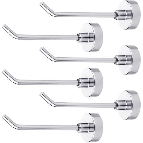 6 Pièces Crochets Magnétiques, Crochets Magnétiques Robustes 5.5cm Crochets Magnétiques pour Suspendre pour Cabines de Croisière, Gril, Réfrigérateur, Cuisine, Garage, (Argent) (1/5)