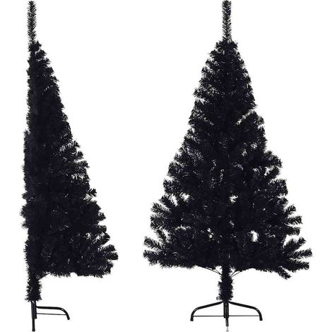 Künstlicher Halb-Weihnachtsbaum mit Ständer Schwarz 150 cm PVC