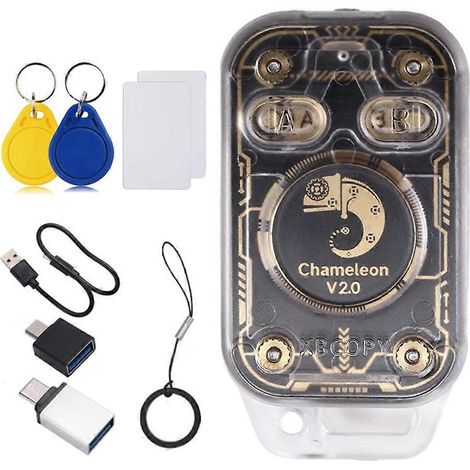 Chameleon V2.0 RFID-Chip-Lesegerät-Emulator, 125 kHz 13,56 MHz, Kartendekodierung, Chameleon NFC-Duplikator + 2 UID-Schlüsselanhänger/Karten (1/5)