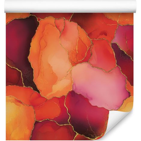 Carta da parati rosso inchiostro, pesca, rosa e corallo 50x1000 cm (1/5)