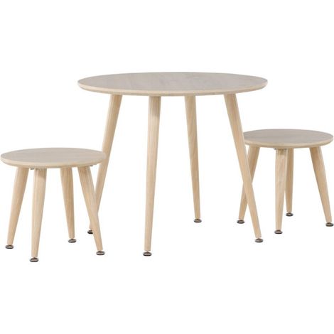 Table & 2 Tabourets Enfant "Kids" 60cm Naturel (1/5)