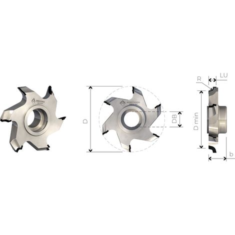 FRESE BORDATRICI IN DIAMANTE PER RAGGIARE ATTACCO HSK - MOBILTECNICA  .58D72  b 17,5  ZTOT4  DB HSK32  R 3,5  SX  H3