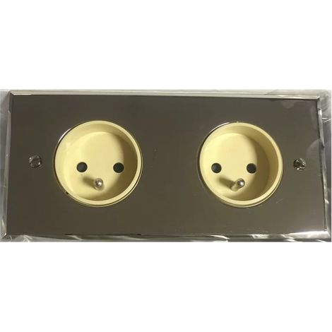Arnould 272H31I31I09 - Double 2P+E complete socket - Mirror steel finish