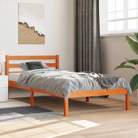 Estructura de cama sin colchón madera maciza marrón 90x190 cm (1/5)