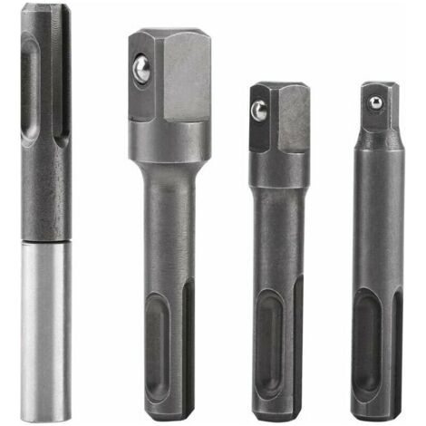 Adaptateur d'extension de douille hexagonale, embout de douille SDS Plus à 1/4"et embout de foret carré 1/4" 3/8"1/2" en acier inoxydable et en acier au chrome-vanadium