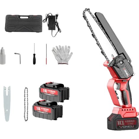 21V 3000mAh Akku-Kettensäge - Mini-Elektro-Baumsäge, kompatibel mit Makita-Akkus (2 Akkus, 1 Ladegerät)