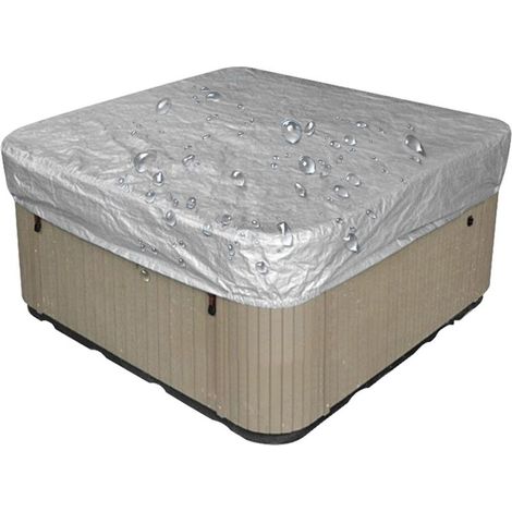 Protecteur de couverture de baignoire de source chaude en forme de carré anti-poussière extérieur imperméable à l'eau 220x220x30cm gris (1/5)