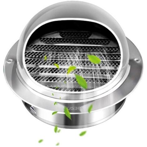 Grille d'Aération en Acier Inoxydable Rond avec Bouche Anti-insectes et Lamelles, Grille de Ventilation 150mm pour Mur Extérieur, Idéal pour Salle de Bains, Climatiseurs, Cuisine, (1/4)