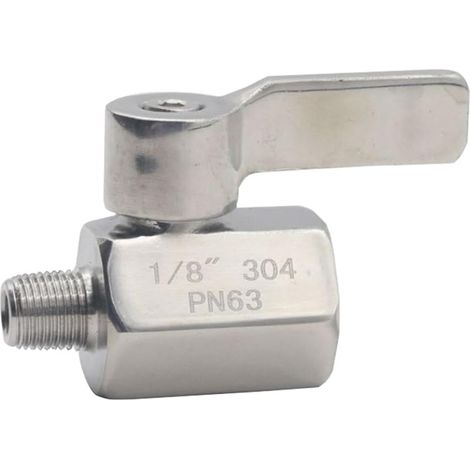 1 vanne à boisseau sphérique DN6 1/8", mini vanne à bille en acier inoxydable NPT femelle mâle fileté vanne d'arrêt (1/5)