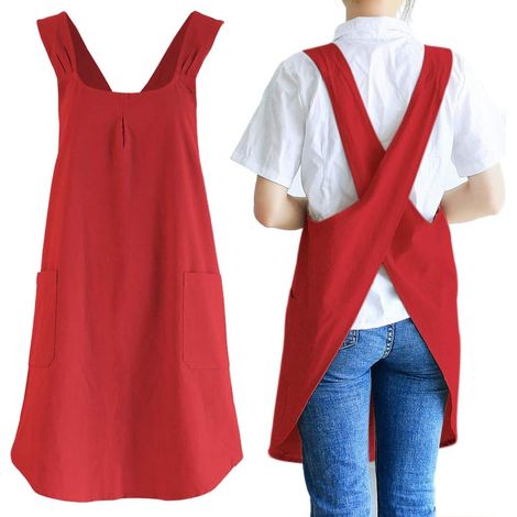 Tabliers de cuisine japonais en lin croisé dans le dos pour homme et femme avec poches, mignons pour la cuisine