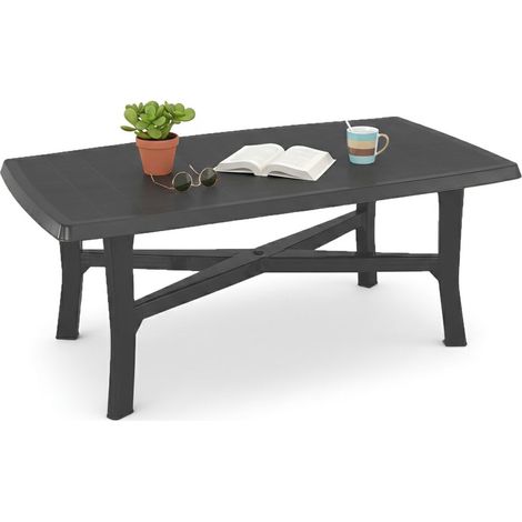 Tavolo da Esterno Rasura, 6 Posti, Lunghezza Massima 180 cm Made in Italy, Finitura Effetto Quadrettato, 180x100x72h cm Nero Antracite