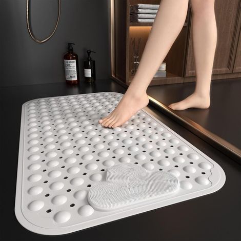 Tapis de douche antidérapant et anti-moisissure pour personnes âgées, 70 x 40 cm, tapis de douche antidérapant pour douche intérieure avec massage des pieds, tapis de bain anti-moisissure avec (1/5)
