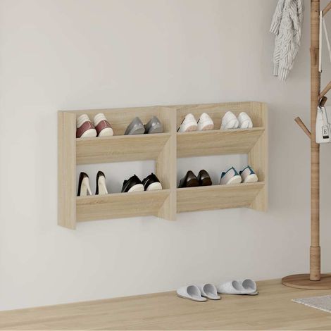 Wand-Schuhschränke 2 Stk. Sonoma-Eiche 60x18x60cm Holzwerkstoff