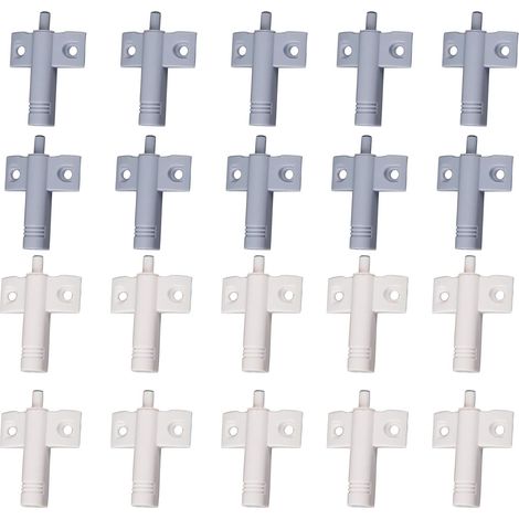 20 Pcs Cuisine Amortisseur de Porte Tampon Amortisseur Tiroir Matériau ABS Recyclable à Haute Résistance Réduisez le Bruit pour le Bureau/Armoires/Tiroirs et Portes (Blanc + Gris) (1/5)