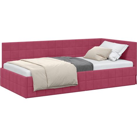 Maison Exclusive - Cornice del letto ad angolo Rosso Vino 90 cm x 190 cm Velluto