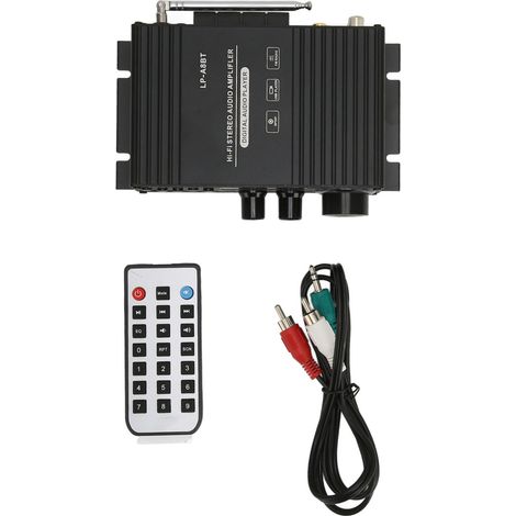 Amplificateur Audio Bluetooth 5.0 Mini Voiture, 2.0 Canaux avec Télécommande et Réglage Basses/Aigus