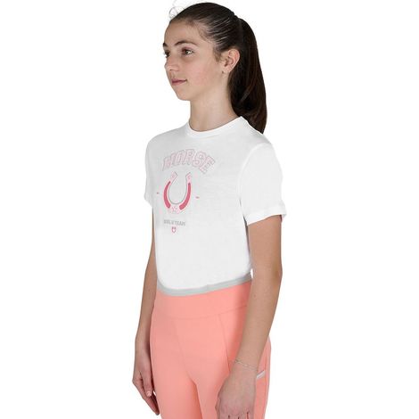 8 anni, Bianco: T-shirt in cotone per bambina stampa Horse team (1/4)