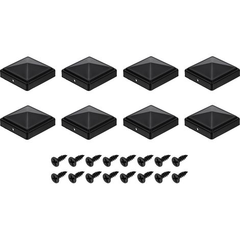 8Pcs Caps Pour Poteaux De Clôture, 80mm/3.15-inch Caps Carrés Pour Colonnes, Pyramidaux En Fer Imperméables Avec Vis Clôtures Métalliques Ou En Bois, Terrasse, Boîte Aux. (1/5)