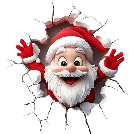 Autocollants muraux Père Noël perçant le mur, autocollant mural Père Noël, autocollant de fenêtre de Noël, autocollant de porte pour portes intérieures, toilettes, autocollant décoratif Père Noël pour (1/5)