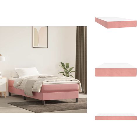 Matelas de lit à ressorts ensachés Rose 100x200x20 cm Velours - Matelas À Ressorts Ensachés - Matelas Moelleux - Matelas Velours - Literie - Sommeil Réparateur (1/5)