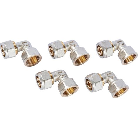 LTWFITTING Lot de 5 raccords à vis - Raccord à 90° - 16 x 2,0 mm - Filetage intérieur 1/2 - Pour tube composite multicouche (1/4)