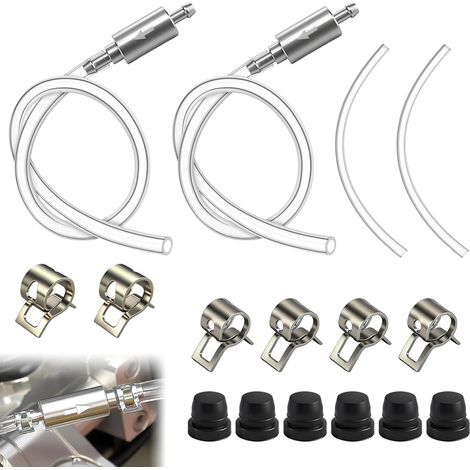 Tuyau de purge de frein, kit d'outils de purge avec clapet anti-retour unidirectionnel pour embrayage de voiture et moto, purgeur de liquide de frein universel avec 2 bouchons à vis et 6 colliers à re (1/5)