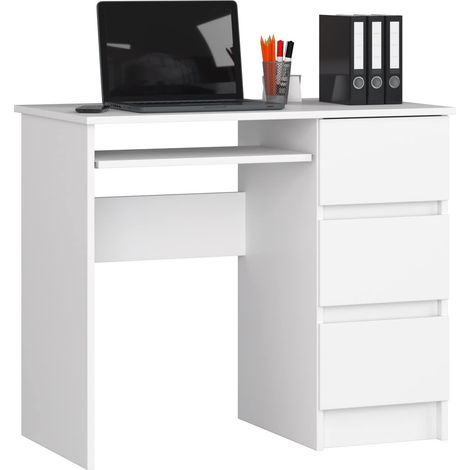 Bureau : 4 tiroirs à droite, blanc, 77 × 90 × 50 cm (1/5)