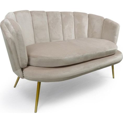 Canapé 2 Places en Velours "Dabren" 138cm Taupe (1/5)