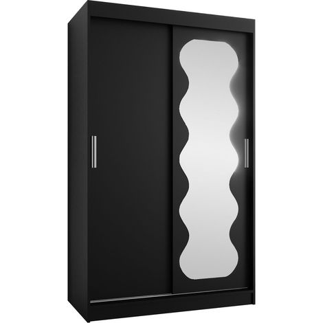 Armario Hartford 578, Negro, 200x120x62cm, Puertas de armario: Correderas, Número de estantes: 0