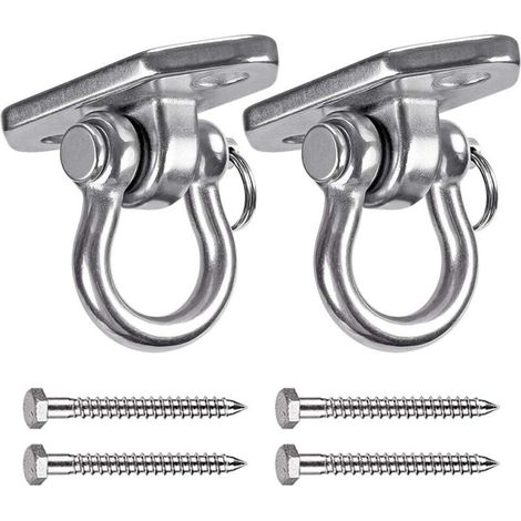 2 Pièces Crochet de Plafond, Acier Inoxydable 304 Fixations Murales Crochet de Sac de Boxe pour Plafond Bois Balançoire Régler Support, Gym, Corde, Chaise Hamac, Balançoire de yoga, Max 450kg (1/5)
