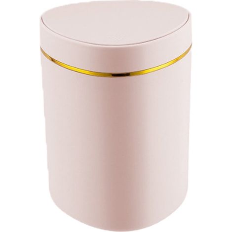 Mini-Abfalleimer mit Druckknopfverschluss für den Schreibtisch kleiner Abfalleimer mit Druckknopfdeckel fürs Büro geruchsneutraler geeignet für 5 rosa (1/2)