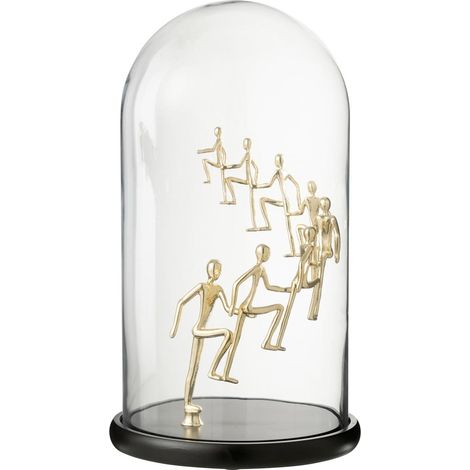 Cloche Déco en Verre "Personnes Escaladant" 44cm Doré
