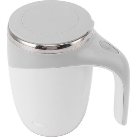 Mug à café magnétique automatique, alimenté par piles, avec revêtement en acier inoxydable blanc. (1/5)