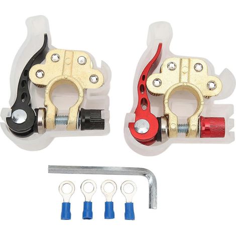2 cosses de batterie automobile, 4 pôles, positive/négative, en cuivre, à dégagement rapide, pour connecteurs SAE/JIS type A (1/5)