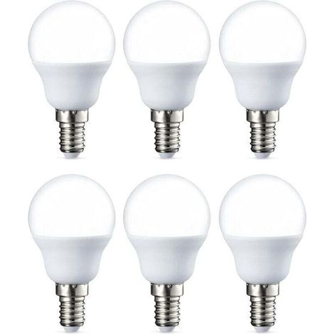 Packung mit 6 kleinen runden LED-Lampen, G45 Edison-Schraubsockel E14, 5 W (entspricht 40 W), warmweiß, nicht dimmbar [Energieklasse F]