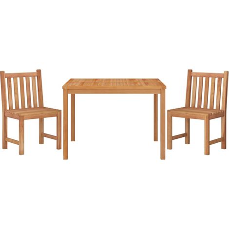 Ensemble à dîner salon de jardin meuble d'extérieur 3 pièces bois de teck massif (1/5)