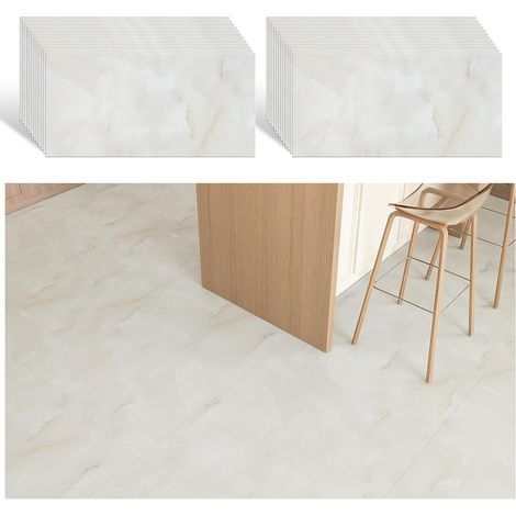 Carrelage Adhesif Sol Marbre Beige 24 Pièces Dalle PVC Adhesive Sol Salle de Bain 60 cm × 30 cm Stickers Carrelage Cuisine Dalles PVC Autocollantes Chambre Salon Dalle Garage Épaissir 1.5mm (1/5)