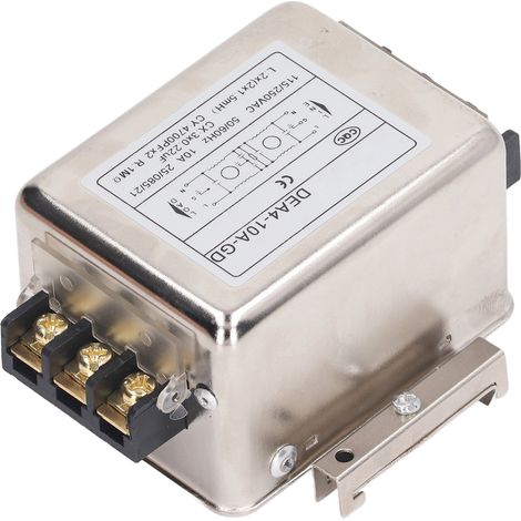 Filtre EMI 10 A, filtration anti-parasites, montage sur rail 35 mm, filtre monophasé 125 V/250 V (1/5)