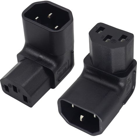 2 Pack 90 Degrés IEC 320 C14 Mâle à C13 Femelle Adaptateur D'extension,Max.Tension et Courant 10A-250V pour PDU et UPS,Moniteur/Ordinateur/Cuiseur à Riz. (C14 à C13) (Up Angle C14 to C13) (1/5)