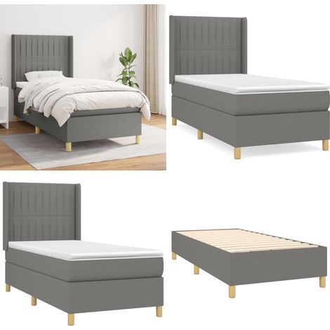 Boxspringbett mit Matratze Dunkelgrau 90x200 cm Stoff - Boxspringbett - Doppelbett - Bettenrahmen - Matratze - Schlafsystem - Home & Living (1/5)