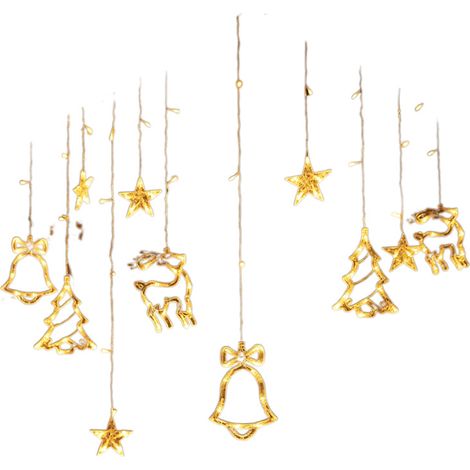 Rideau lumineux de Noël 3,5 m, cloches et wapiti, télécommande, prise 220 V (1/4)