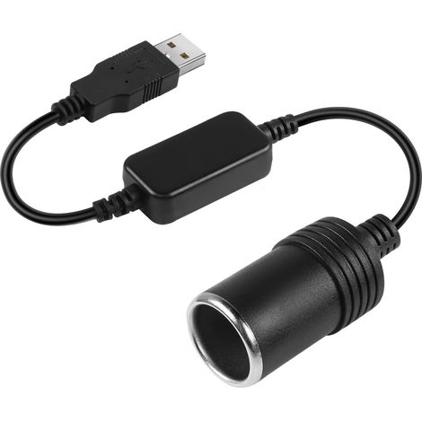 Câble d'alimentation Adaptateur USB A vers Allume-Cigare, 0,3 m 5 V USB A mâle vers Prise Allume-Cigare 12 V Femelle câble convertisseur pour enregistreur de Conduite de Voiture, GPS (USB A) (1/5)