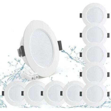 10er-Pack Einbau-LED-Strahler, 5 W, Schutzart IP44, neutralweiß 4000 K, wasserdicht, 450 lm, extraflaches 25-mm-Design für Badezimmer