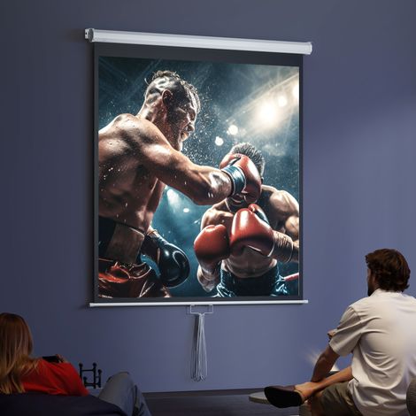 Schermo di proiezione per TV e home cinema da 85 pollici, videoproiettore 4K HD in rapporto 1:1, 149 cm di larghezza x 149 cm di altezza.