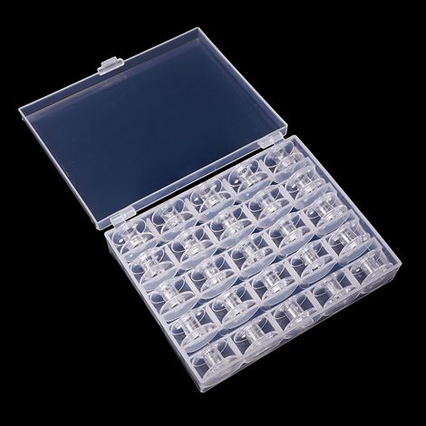 Sollbry Canette Machine a Coudre,Bobines pour Machine à Coudre Canettes de Couture ​​Universelle Bobine de Machine à Coudre en Plastique avec Boîte de Rangement (25 pièces Transparente) (1/5)